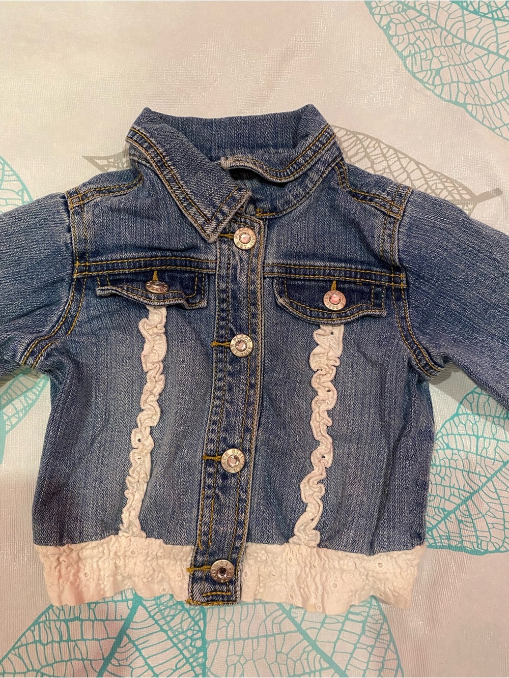 The Children's Place Blue Denim Jacket with White Lace